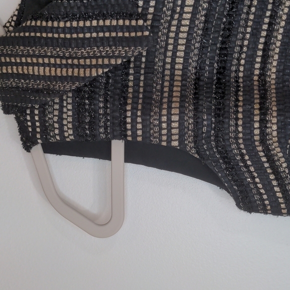 REBECCA Vallance Collared Textured Black Gold Shift Dress 8 - Picture 8 of 11